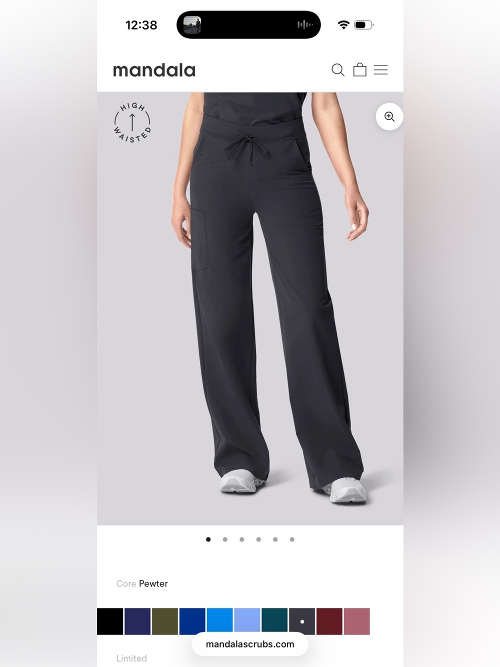 Mandala Wide-leg Scrub Pants - Pewter🩶